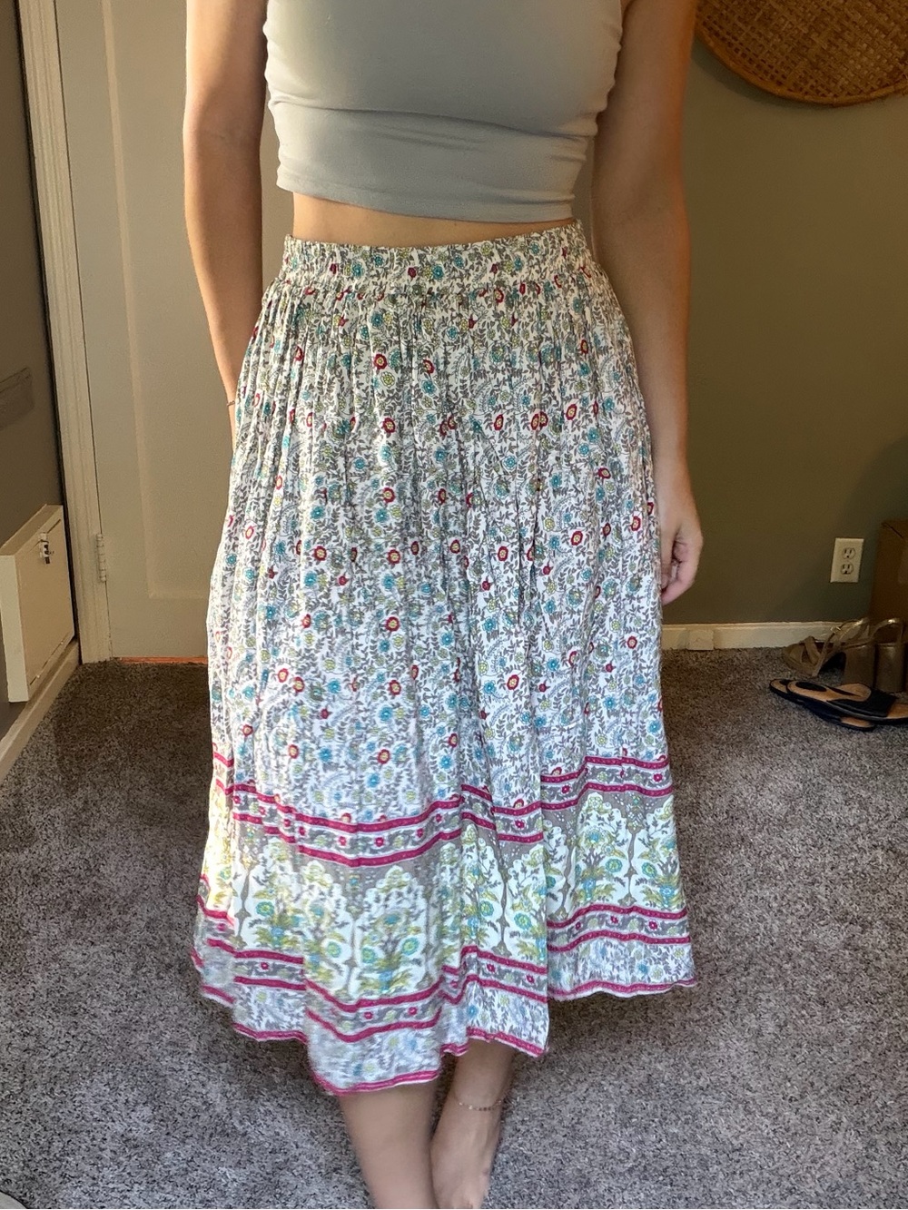 Floral Tiered Midi Skirt